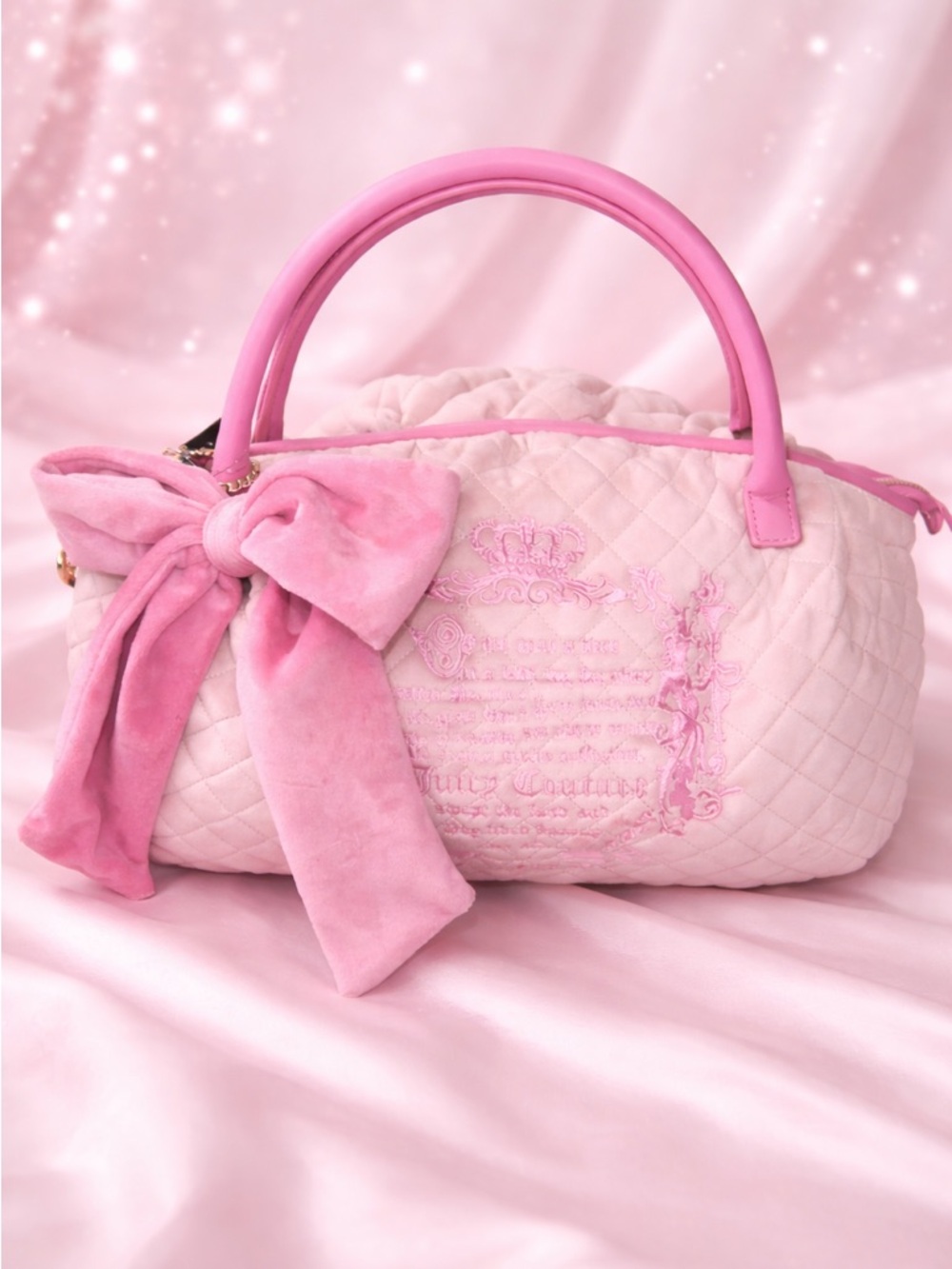 Pink Quilted Bow Satchel Handbag - Women Bags